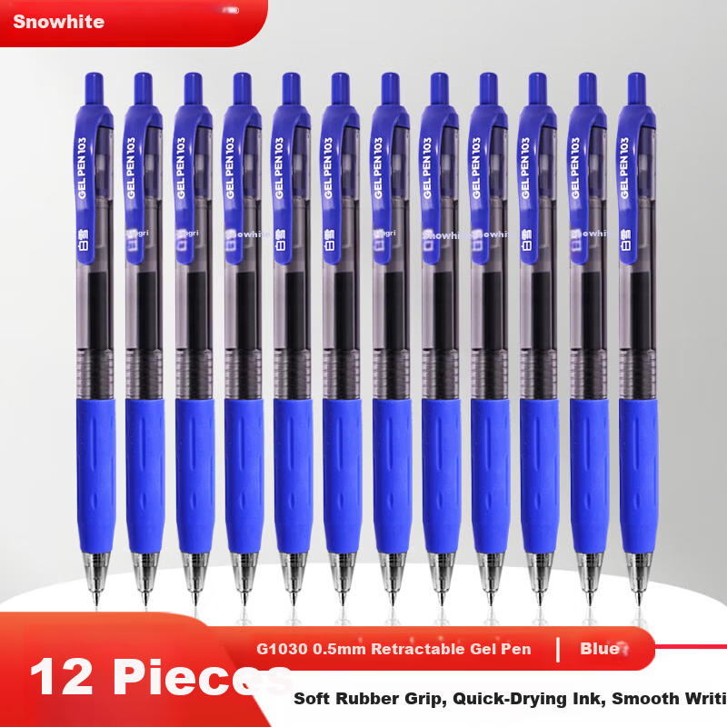 Snowhite Retractable Gel Pen with 0.5mm Bullet Tip, Red Ink – Perfect for Exams and Daily Use