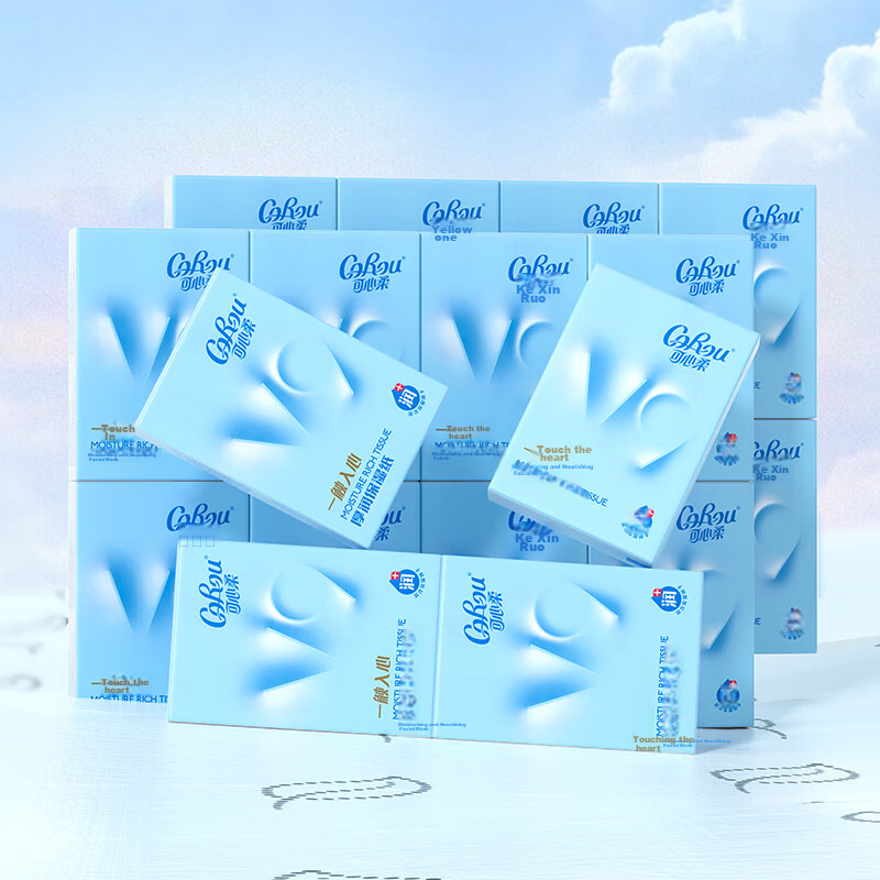COROU Thick 4-Ply Facial Tissues, Baby Soft Cream Paper, 10 Sheets x 20 Packs