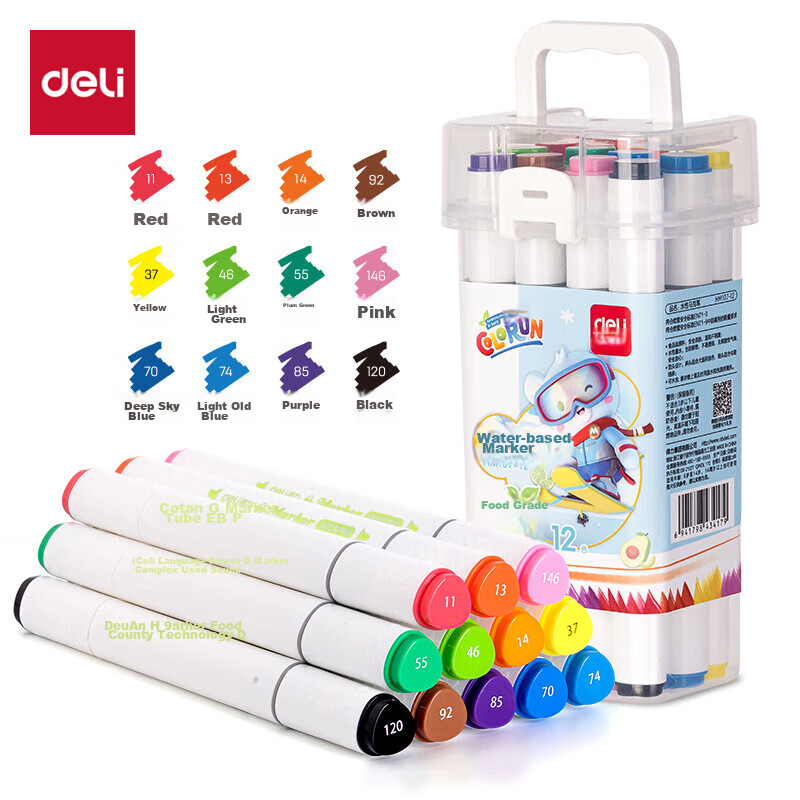 Deli 24-Color Food-Grade Water-Based Markers