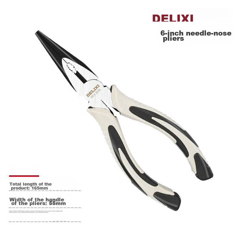 Delixi 6-Inch Multi-Function Needle-Nose Pliers for Precision Cutting & Stripping