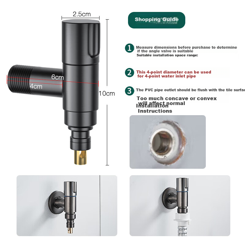 BSITN Washing Machine Faucet - Gun Gray, Anti-Slip Water Stopper