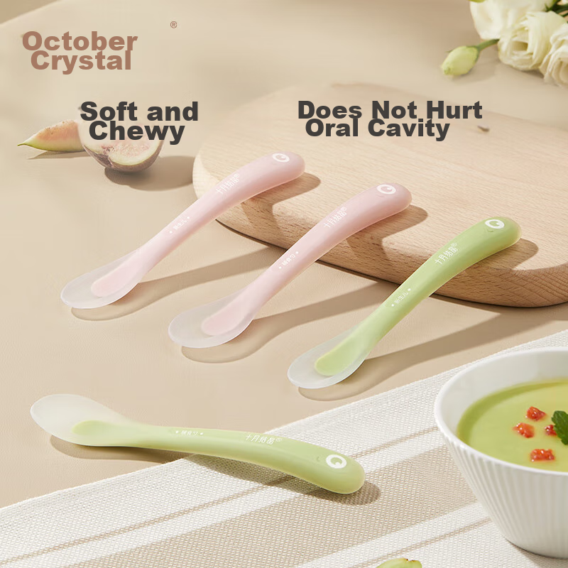 Shiyuejiejing Baby Silicone Spoon - Bouncy & Chew-Resistant