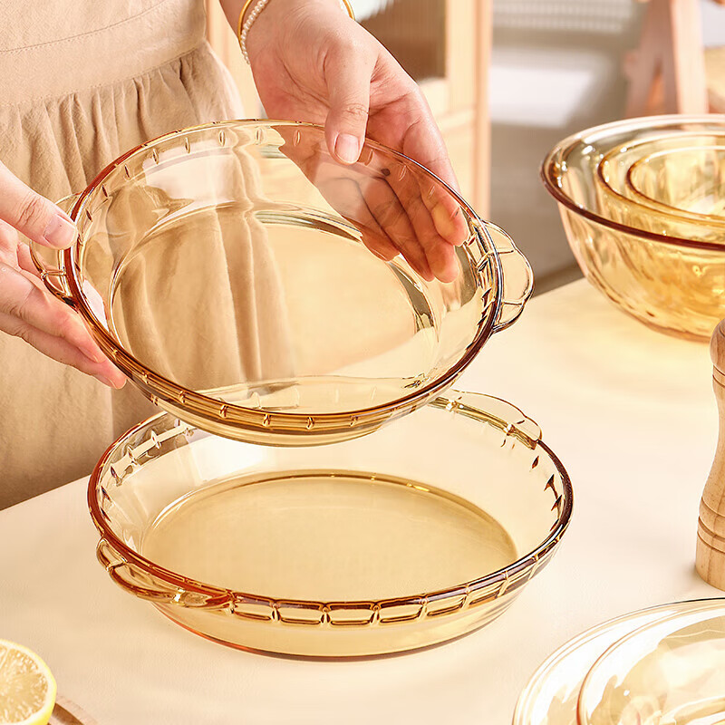 CRISTALGLASS Double-Handled Heat-Resistant Glass Plate