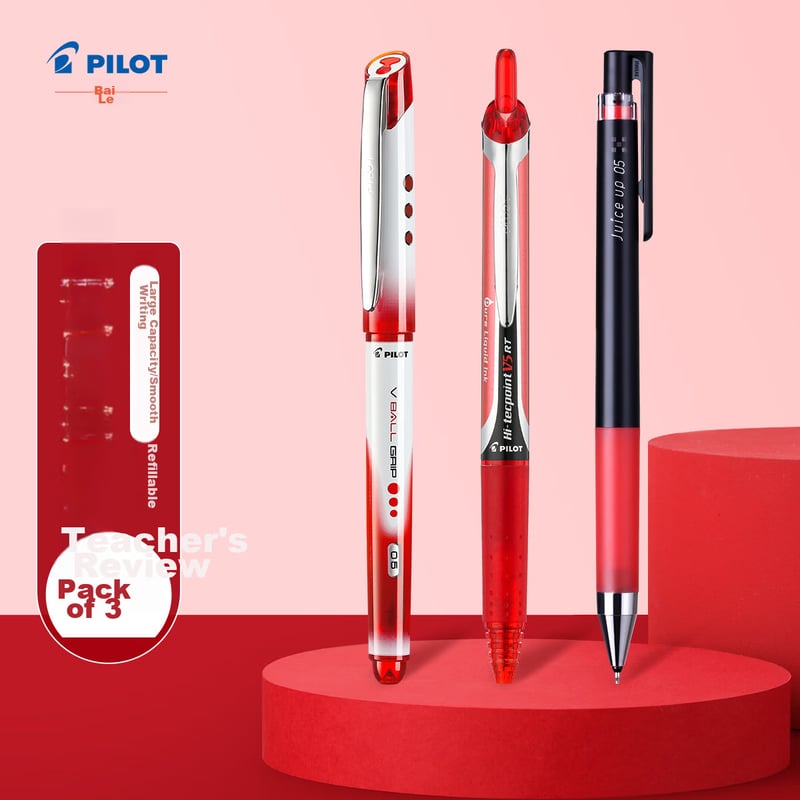 PILOT Retractable Red Gel Pen Set of 3