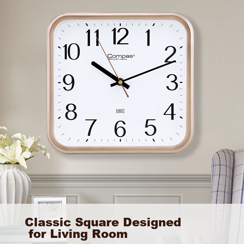 Compas Square Wall Clock for Living Room