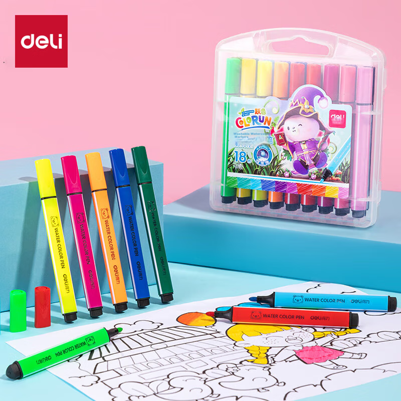 Deli 24-Color Dual-Tip Watercolor Markers