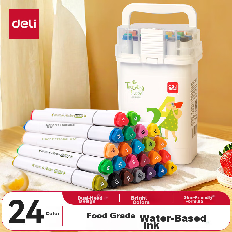 Deli 24-Color Food-Grade Water-Based Markers