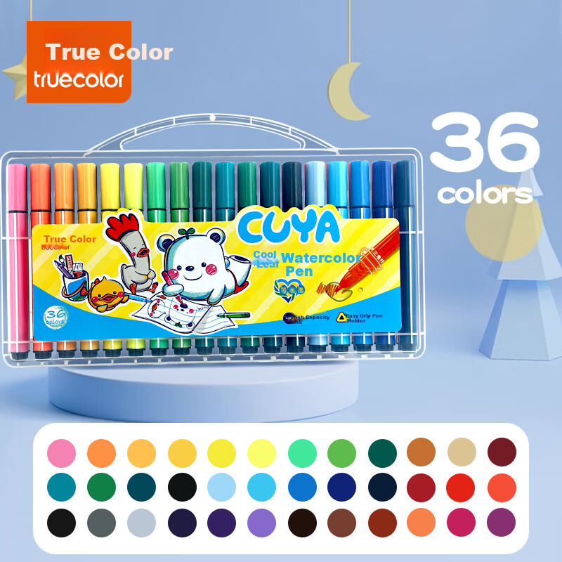 TRUECOLOR 12-Color Large Capacity Washable Watercolor Markers