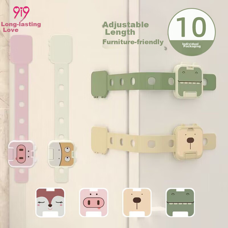 9i9 Baby Drawer Safety Lock - 10-Pack Animal Design Anti-Pinch Door Lock