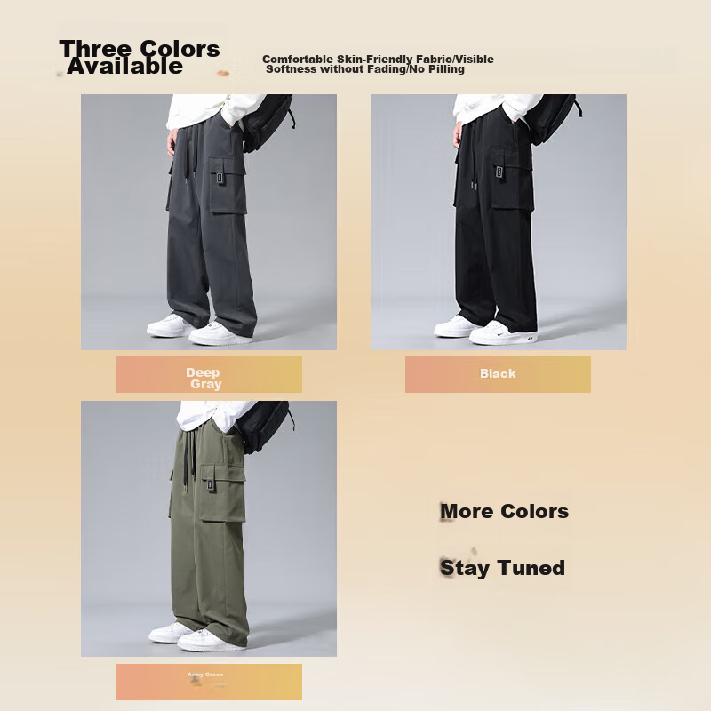 JEANSWEST Men's Casual Wide-Leg Trousers Army Green 2XL
