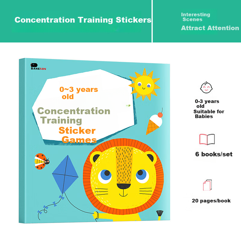 BANGSON 0-3 Years Concentration Training Sticker Book for Kids