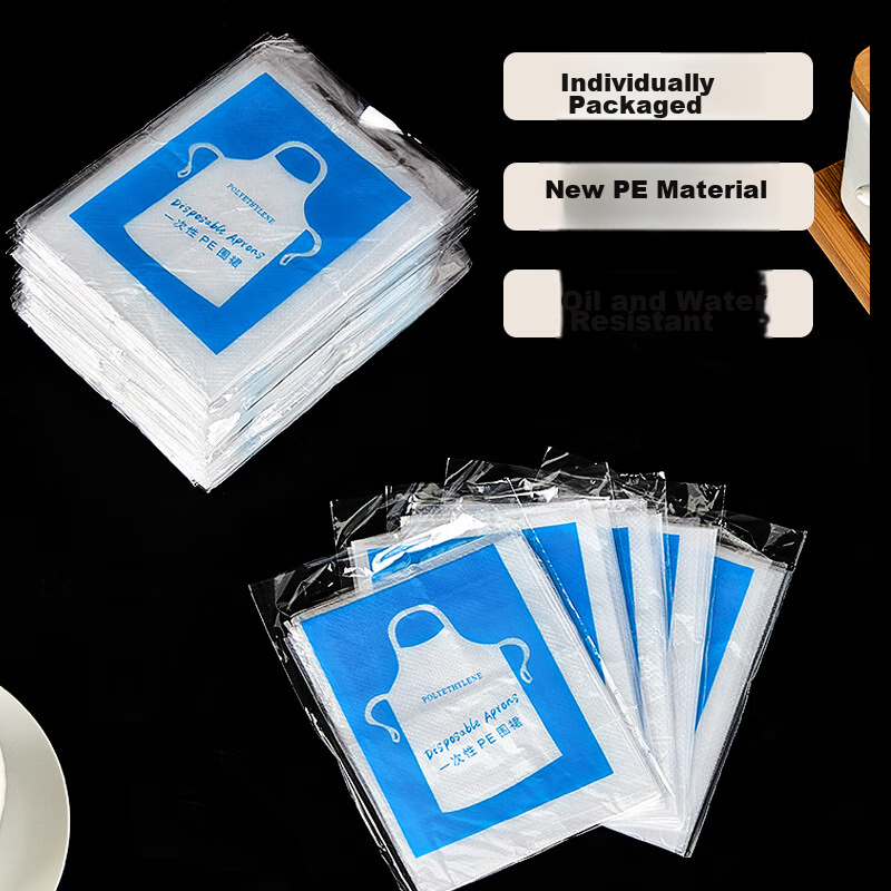 YOUAO Disposable Transparent Aprons, Waterproof & Oil-Resistant, 100-Pack