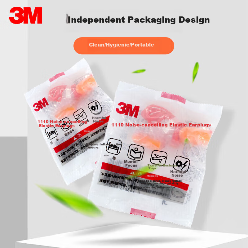 3M 1110 Wired Earplugs - Quiet Sleep & Work Protection