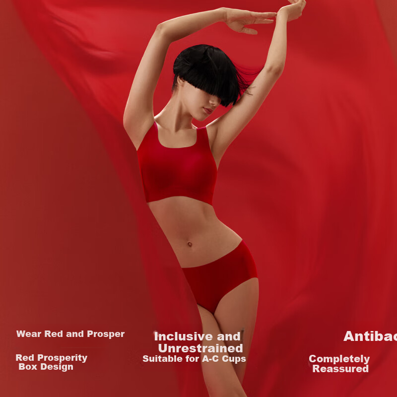 Bananain Red Plan 500A Wireless Bra Set by Zhao Lusi