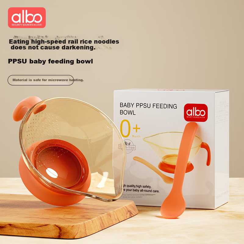 Albo Baby Food Bowl with PPSU Spout and Spoon Set for Newborns