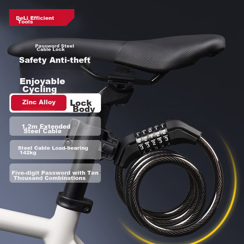 Deli 1.2m Password Steel Cable Bike Lock