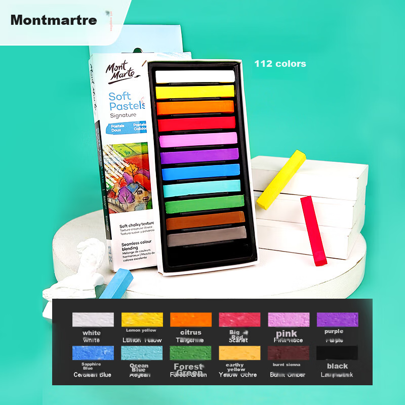 Mont Marte Colored Chalk Powder Drawing Sticks 12 Colors