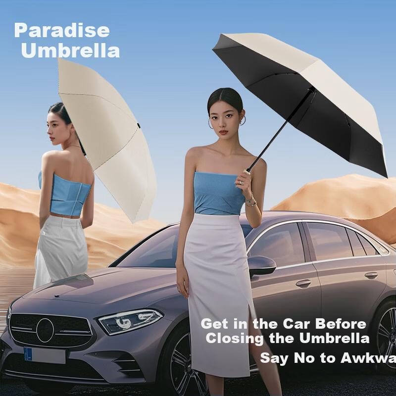 Heaven Cheese Color Fully Automatic Three-Fold Sun Umbrella