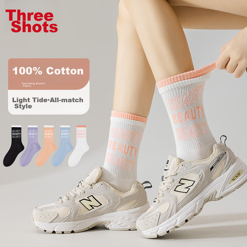 THREEGUN Women's Mid-Calf Casual Socks 5-Pack
