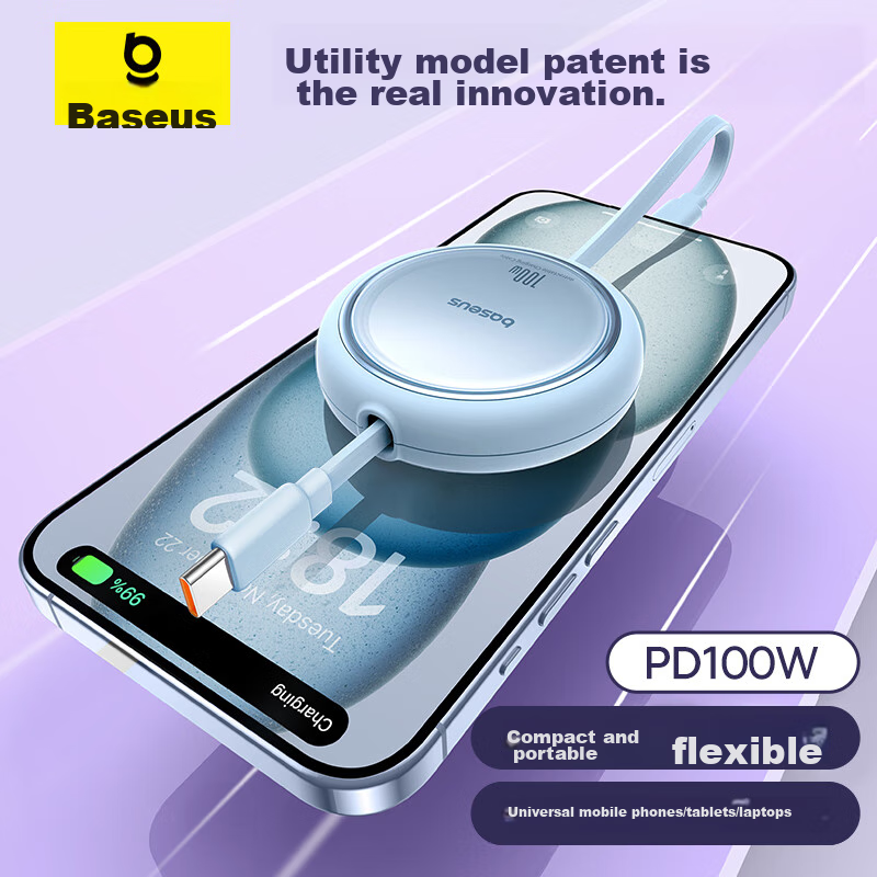 Baseus Retractable Dual-C Fast Charging Cable PD100W