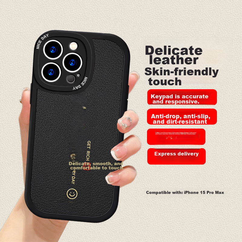 Jiangming iPhone 15 Pro Max Faux Leather Case