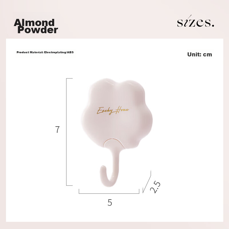 EACHY Adhesive Hooks Strong Load-Bearing Hooks Almond Powder