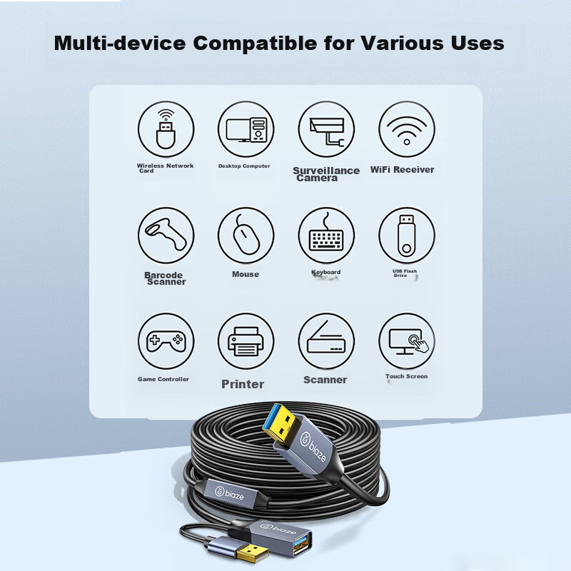 BIAZE USB3.2 Fiber Optic Cable - 20M Male to Male