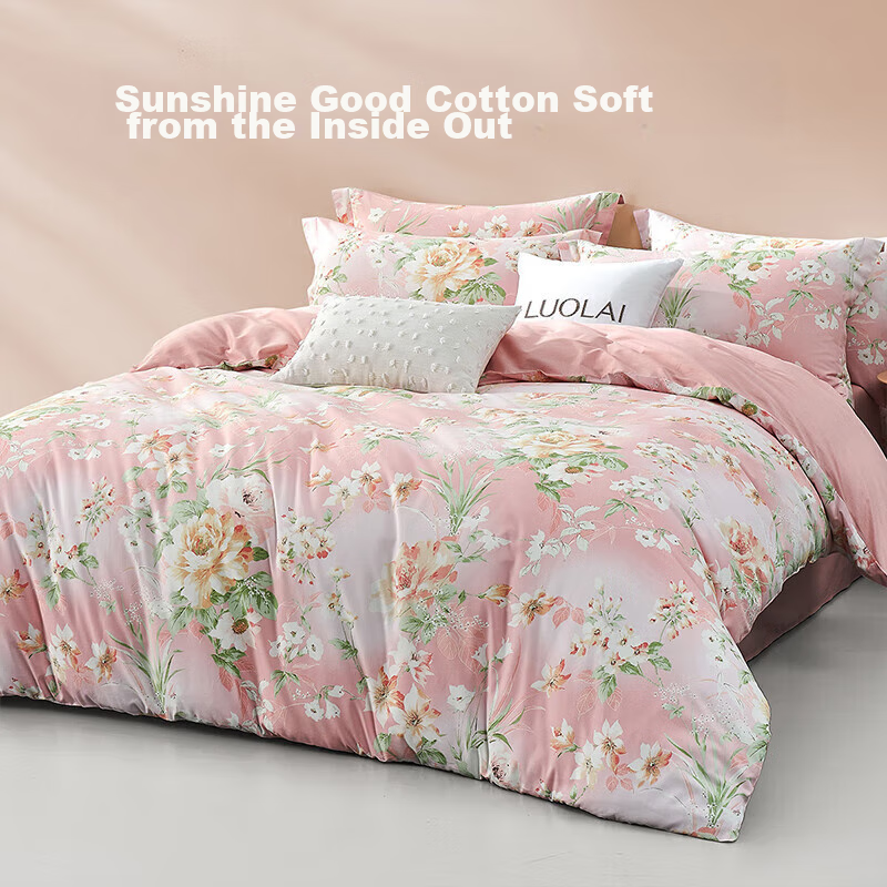 LUOLAI Pure Cotton 4-Piece Bed Set