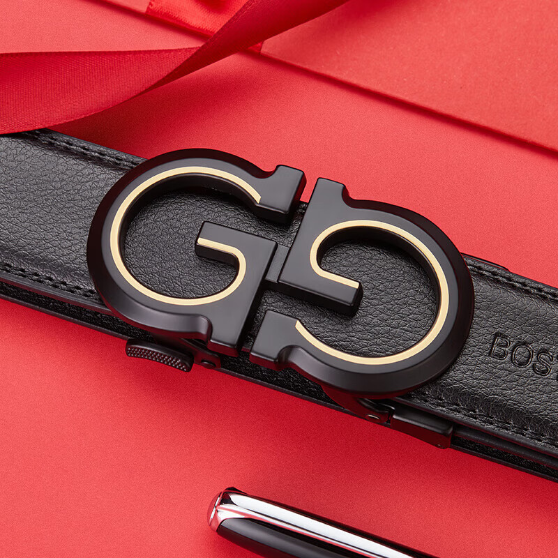 bostanten leather belt with auto buckle for men