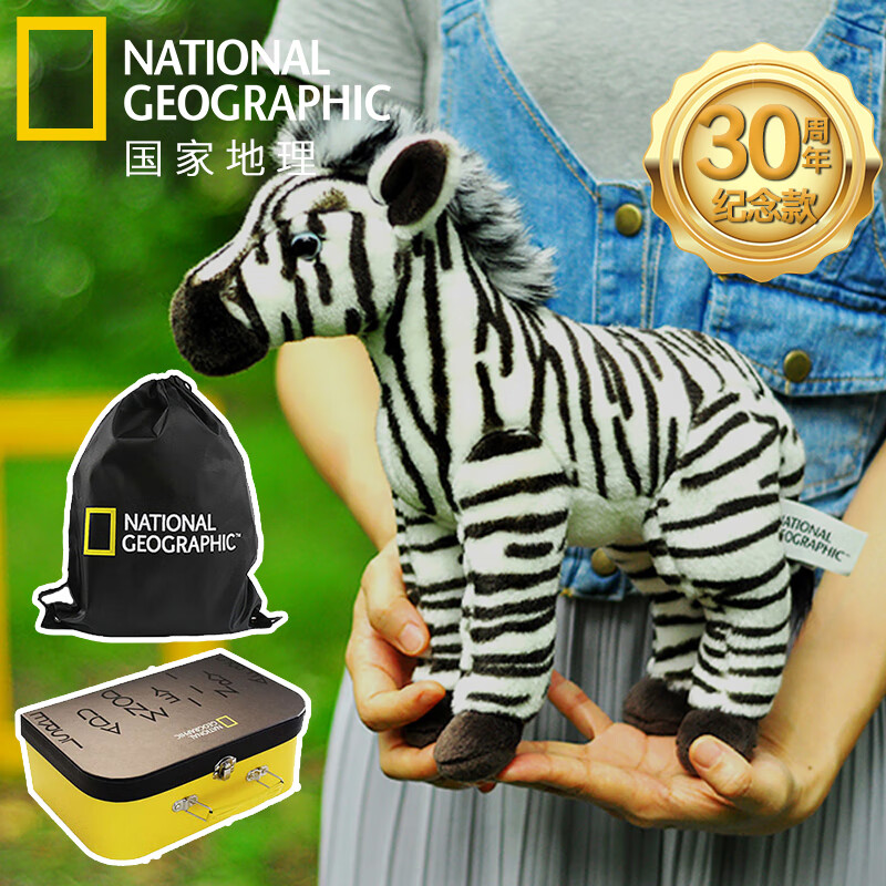 AI CAN National Geographic Realistic Zebra Plush