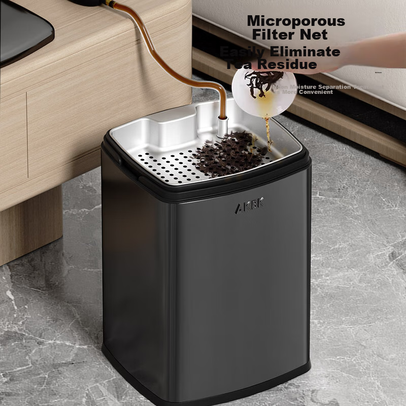 AKBK Stainless Steel Tea Water Bucket Trash Can 8L