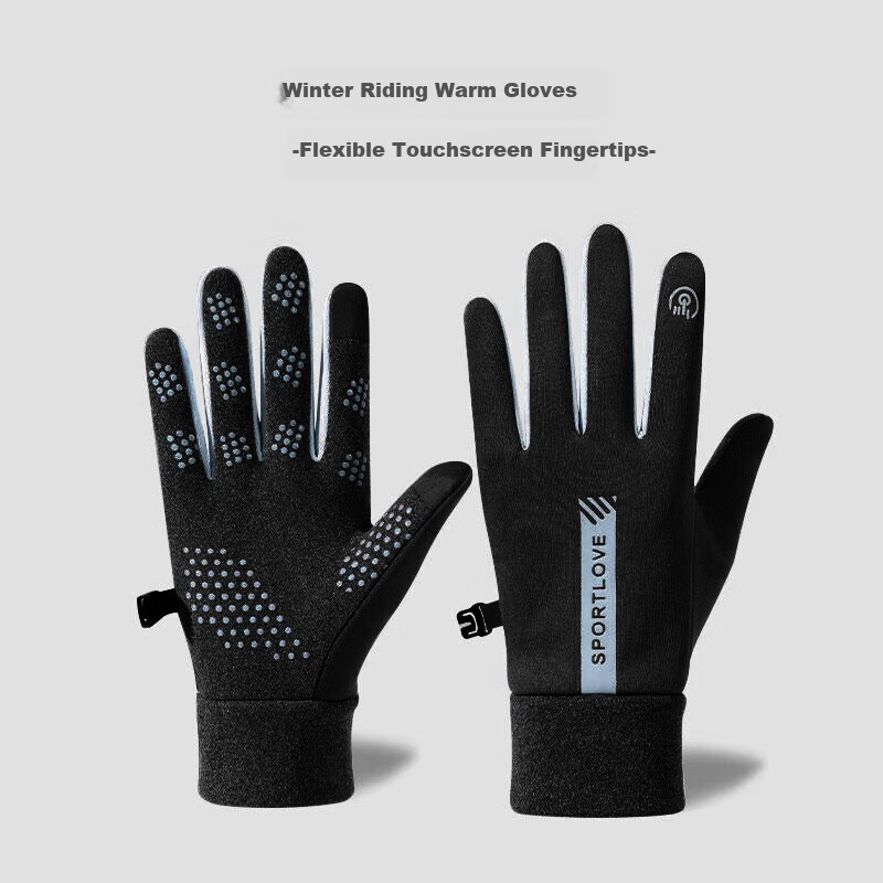 BWNK Thickened Ski Gloves for Men - Windproof Winter Fleece-Lined