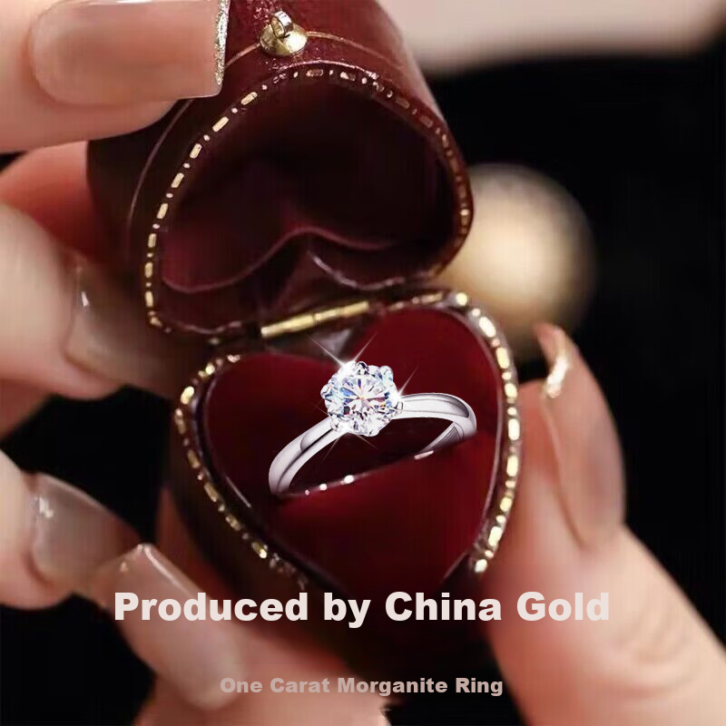 Zhoubaifu One Carat Moissanite Diamond Ring