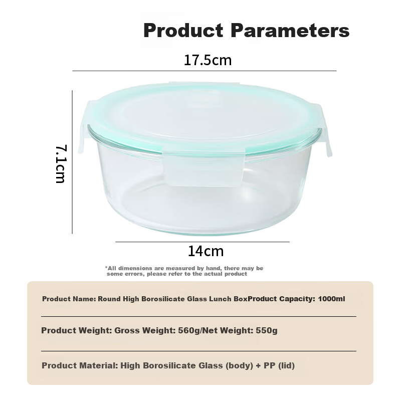 Baijie High Borosilicate Glass Food Container 1000ml