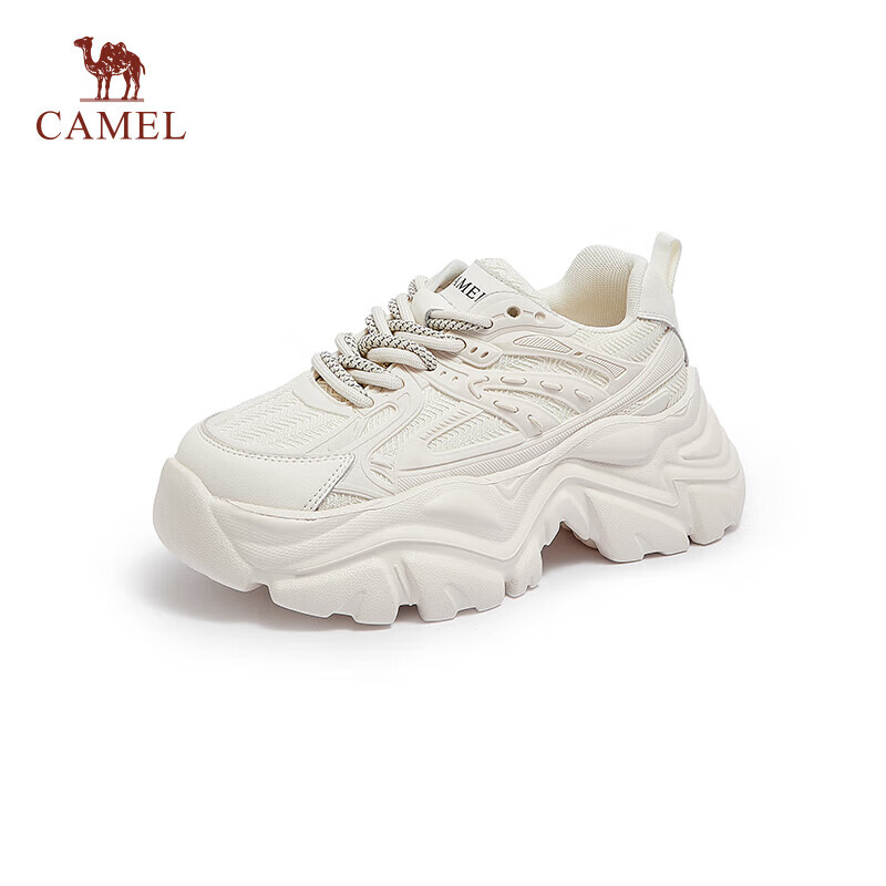 CAMEL Dad Shoes for Women, Trendy Cool Mesh And Leather Patchwork