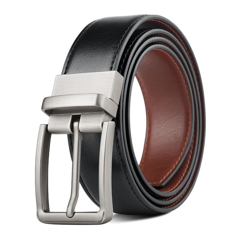 JEVI Men's Genuine Leather Pin Buckle Belt - Black/Brown