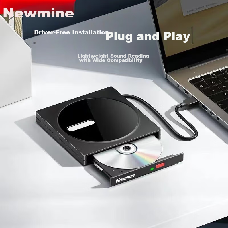 Newmine USB/Type-C External DVD Burner - High-Speed CD/DVD Drive for Laptops & Desktops