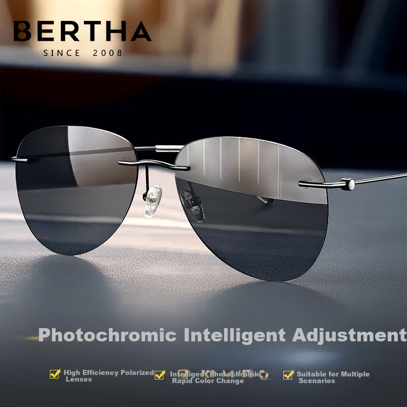 Bertha Polarized Sunglasses for Men - Driving Glasses with Imported Titanium Frame