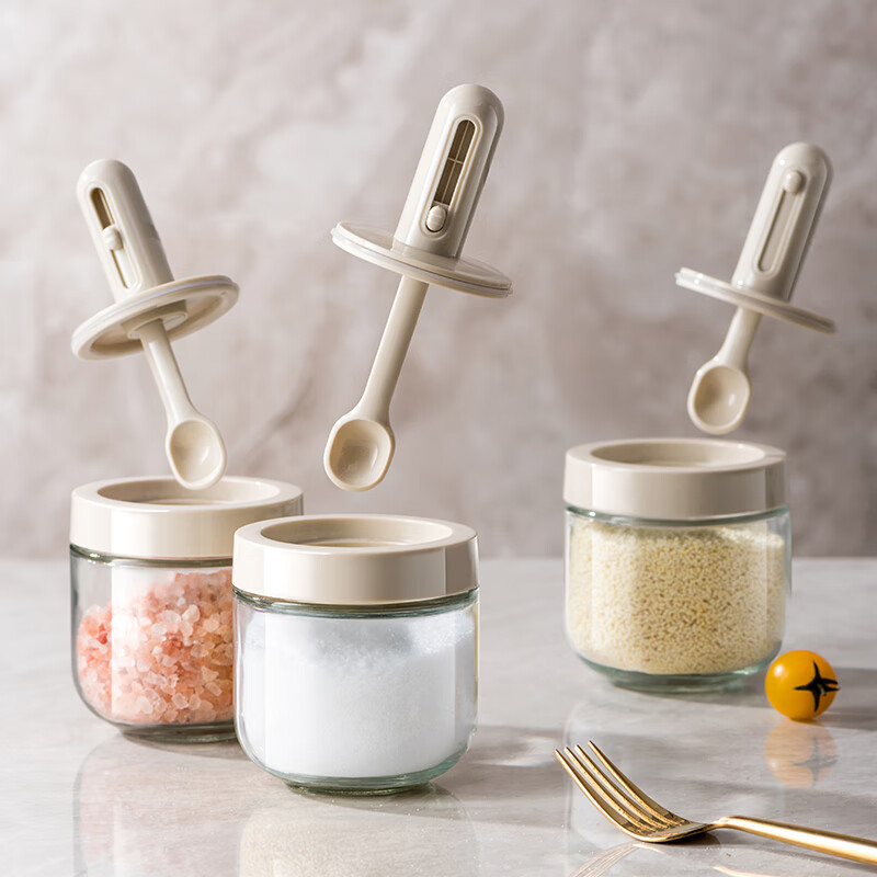 Bear Seasoning Set - 4-Piece Spice Jars with Spoons and Lids