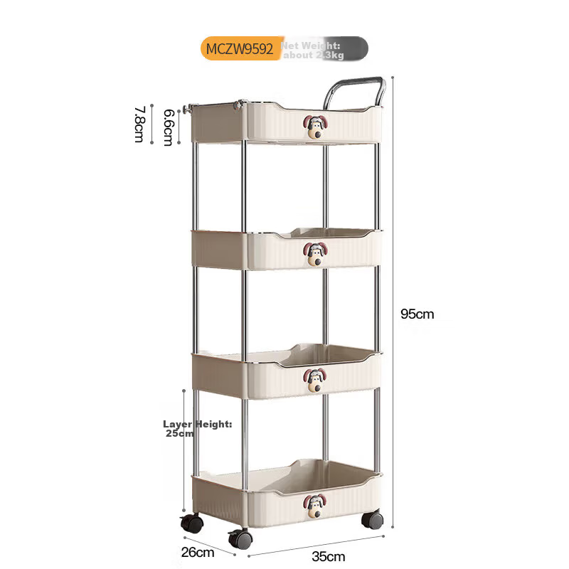 Maxcook 3-Tier Yellow Kitchen Storage Rack