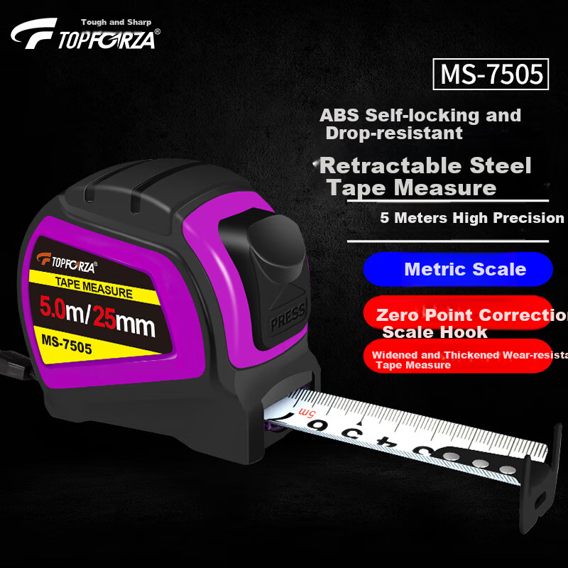 TOPFORZA 5m Self-locking Steel Tape Measure