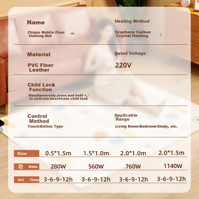 CHIGO Electric Heating Carpet 50x150cm