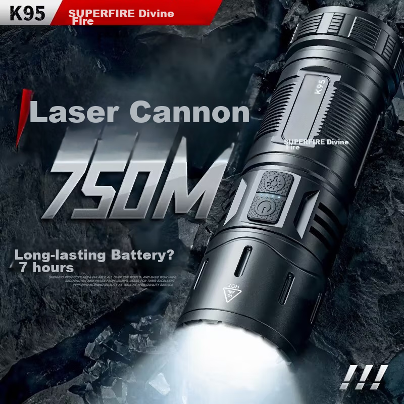 SupFire K70 20W Zoomable Flashlight with 760m Range - Ultra-Bright Outdoor Light
