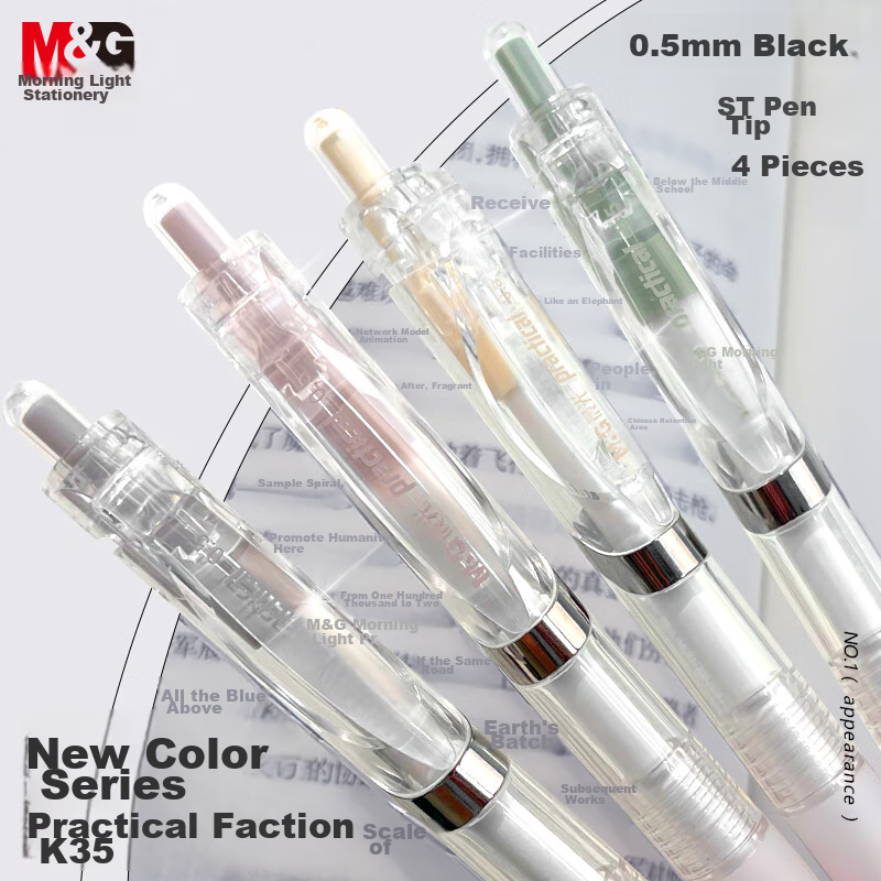 M&G K35 Retractable Gel Pen Black 0.5mm 4-Pack