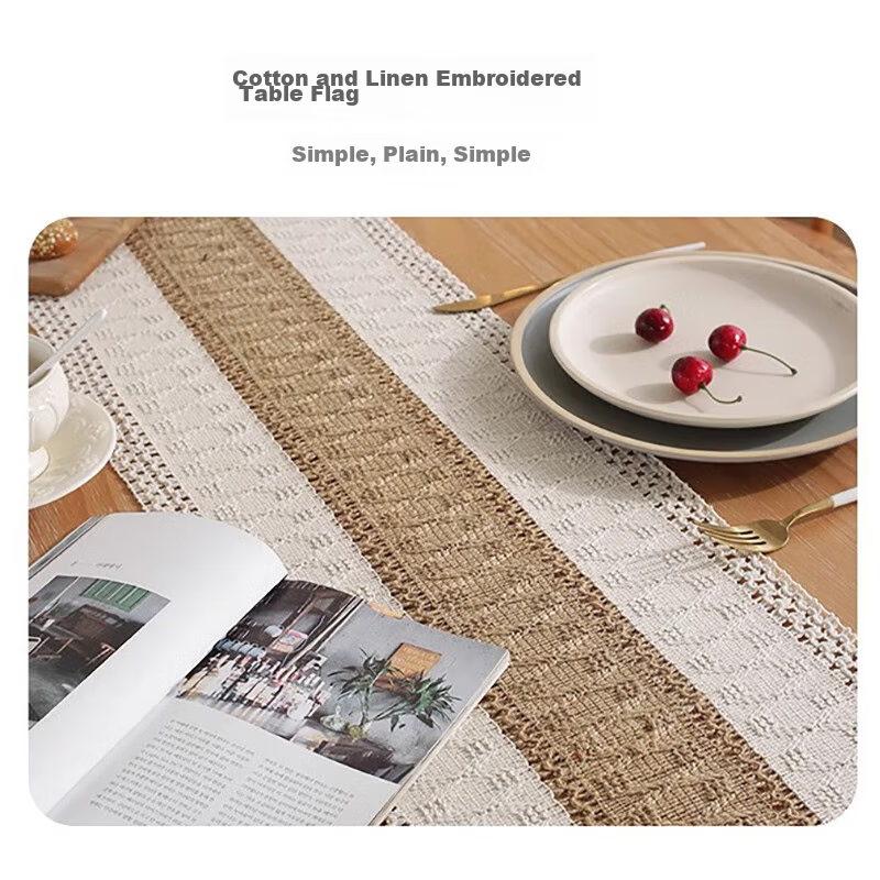 AVIVI Cotton Linen Table Flag, 30*180cm