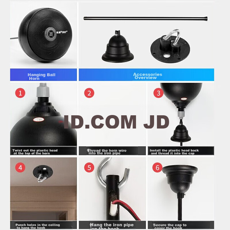 SAST 25W Ceiling Speaker System - Black Hanging Ball Speakers