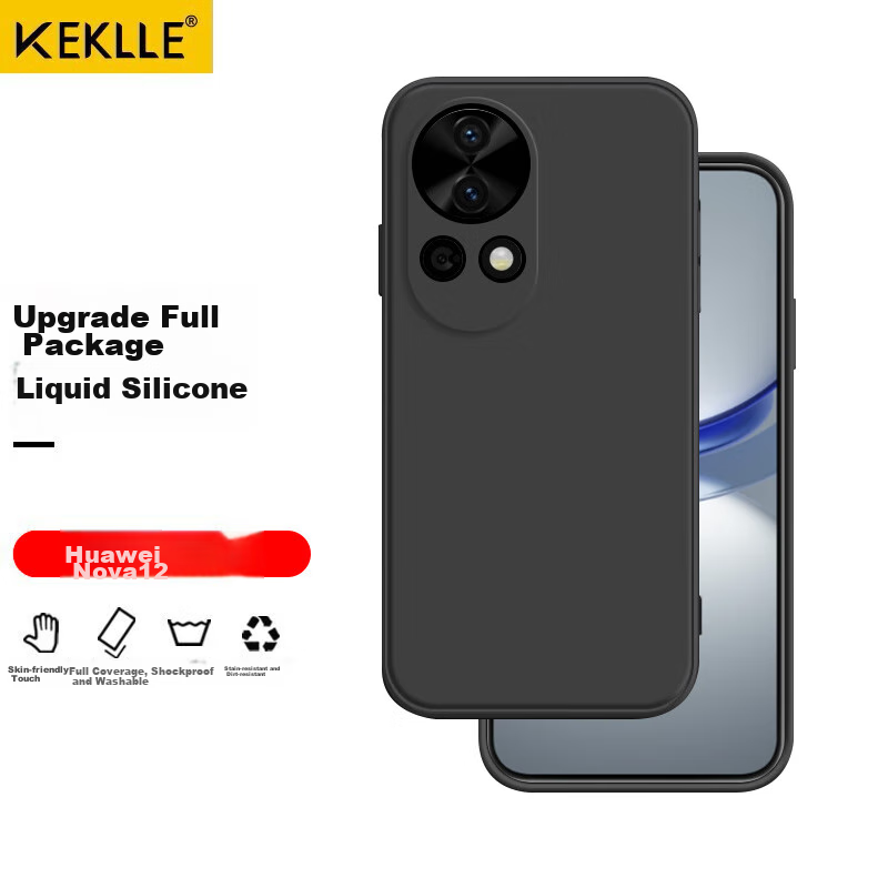KEKLLE Huawei Nova 12 Pro Liquid Silicone Case - Midnight Black
