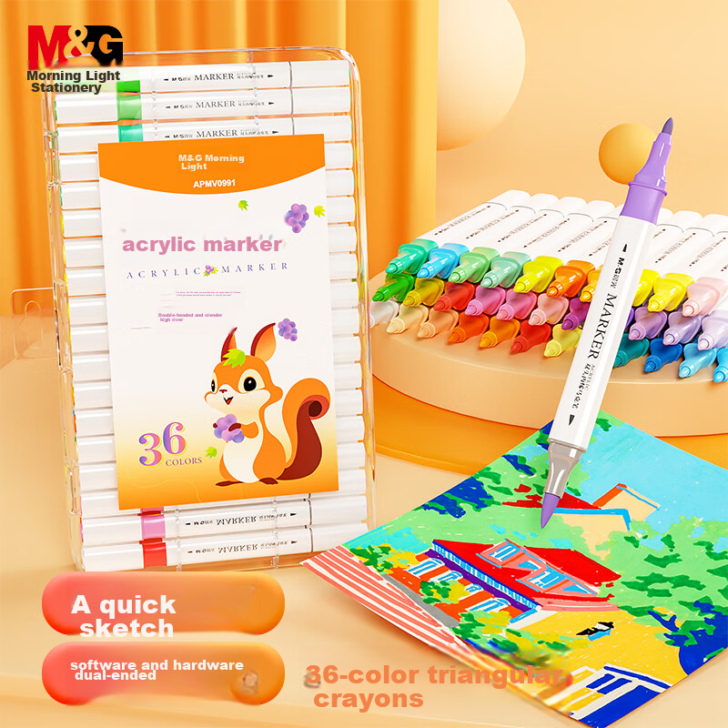 M&G 36 Color Triangular Dual-Tip Acrylic Markers