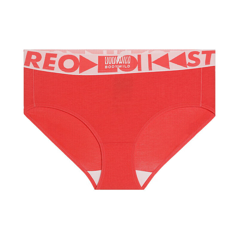 BODYWILD Red Elastic Hip-Hugging Triangle Panties for Women