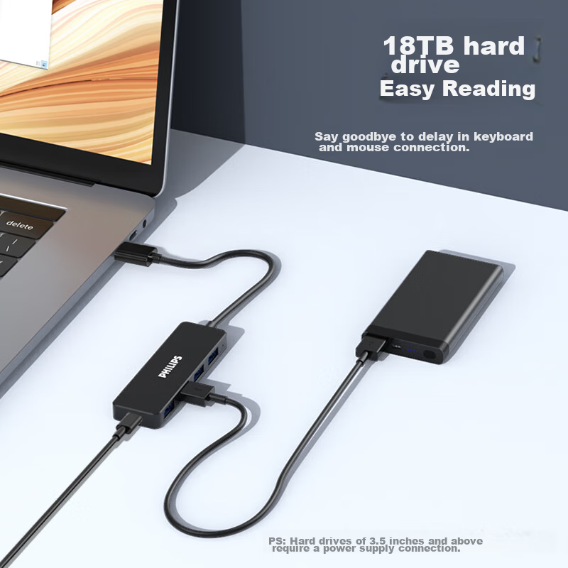 PHILIPS 4-Port USB3.0 Hub with Type-C